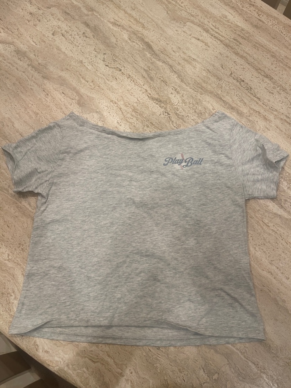 Light Heather Gray Off The Shoulder Tee (XS)